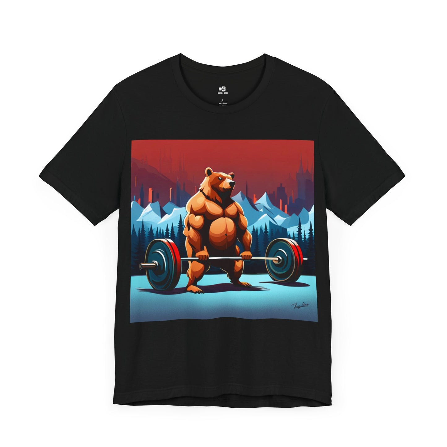 Short Sleeve T-shirt "Barbell Bear Print"