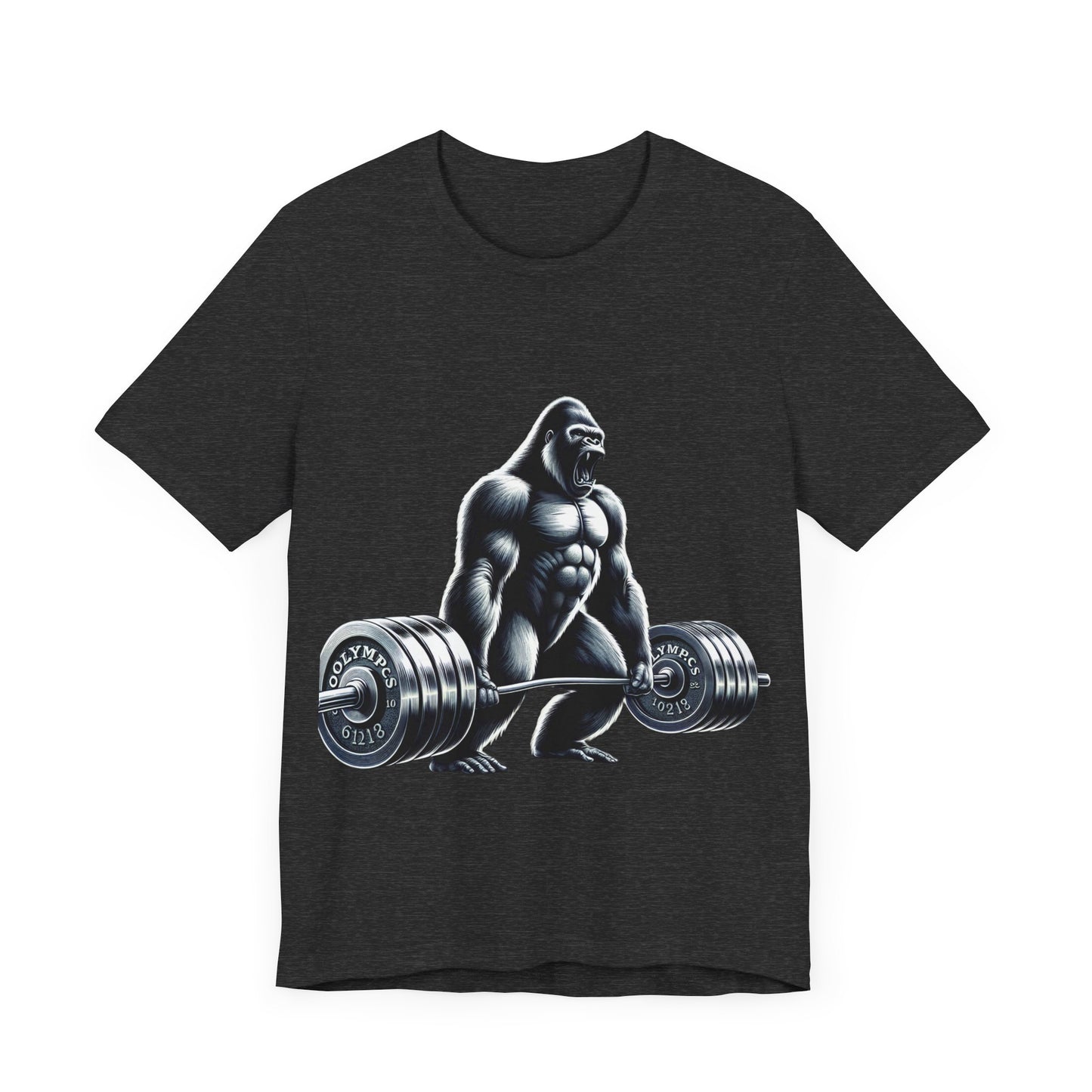 Short Sleeve T-shirt "Barbell Gorilla" Print