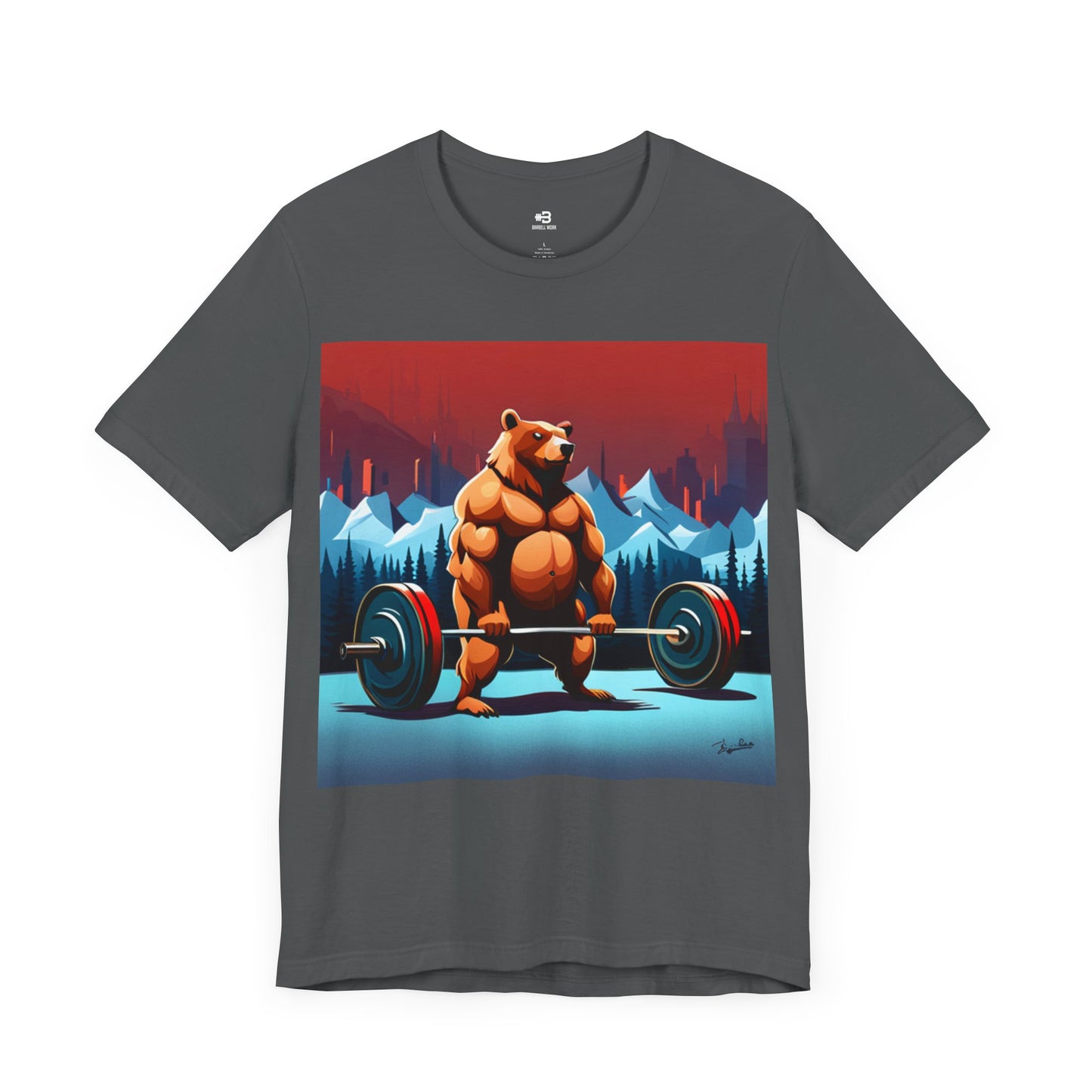 Short Sleeve T-shirt "Barbell Bear Print"