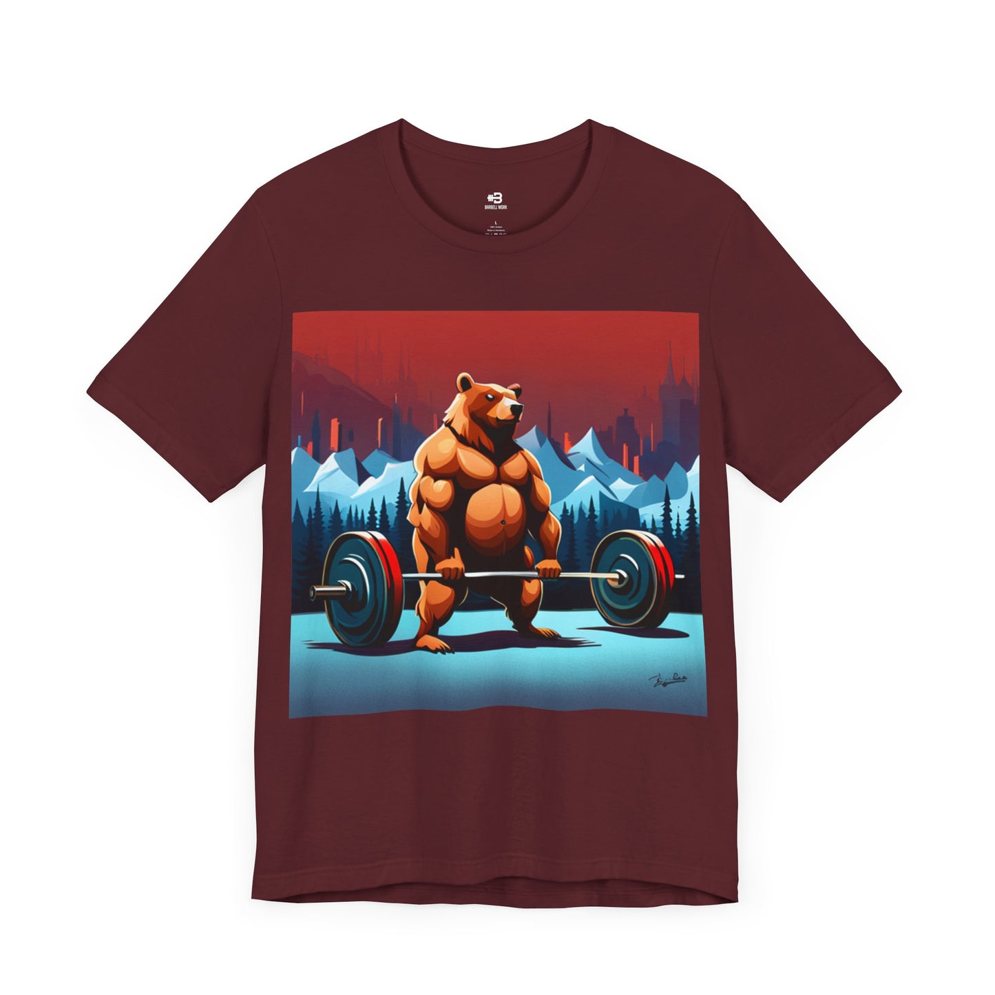 Short Sleeve T-shirt "Barbell Bear Print"