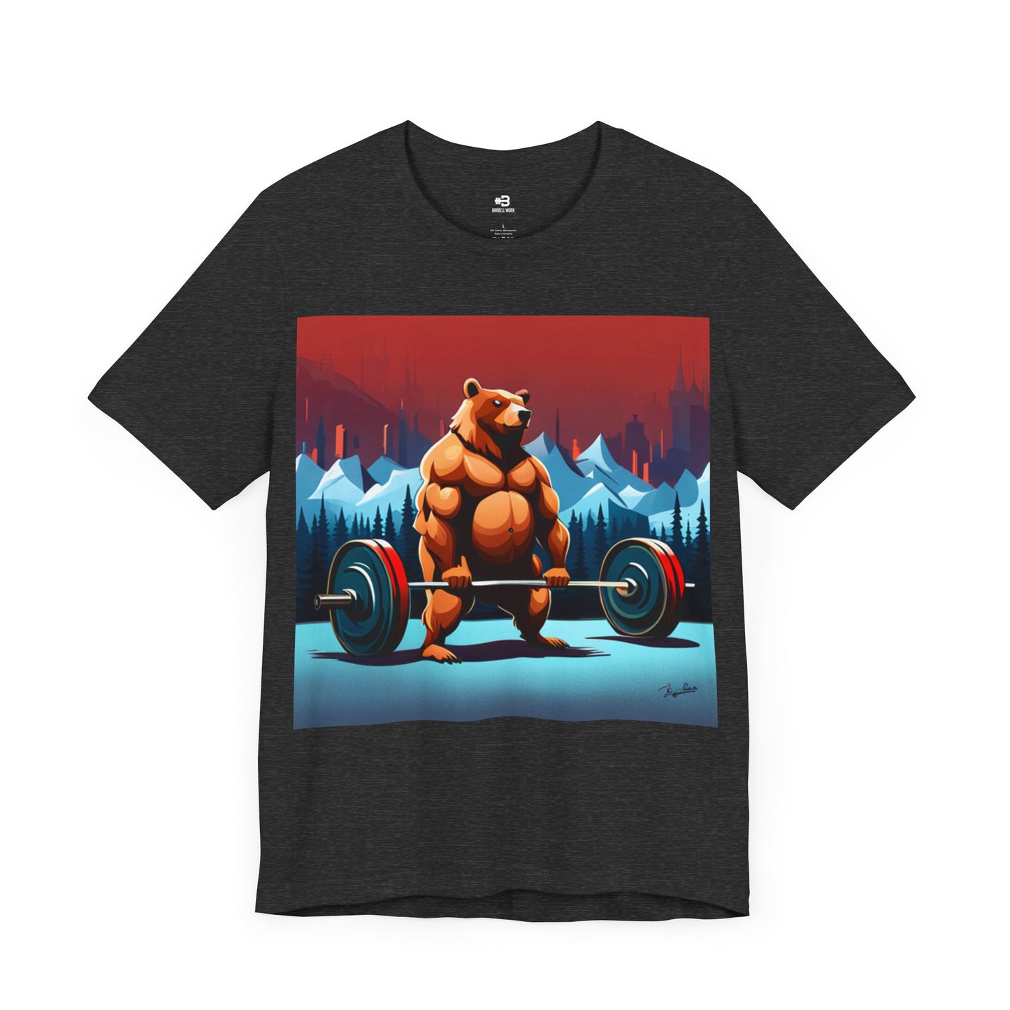 Short Sleeve T-shirt "Barbell Bear Print"