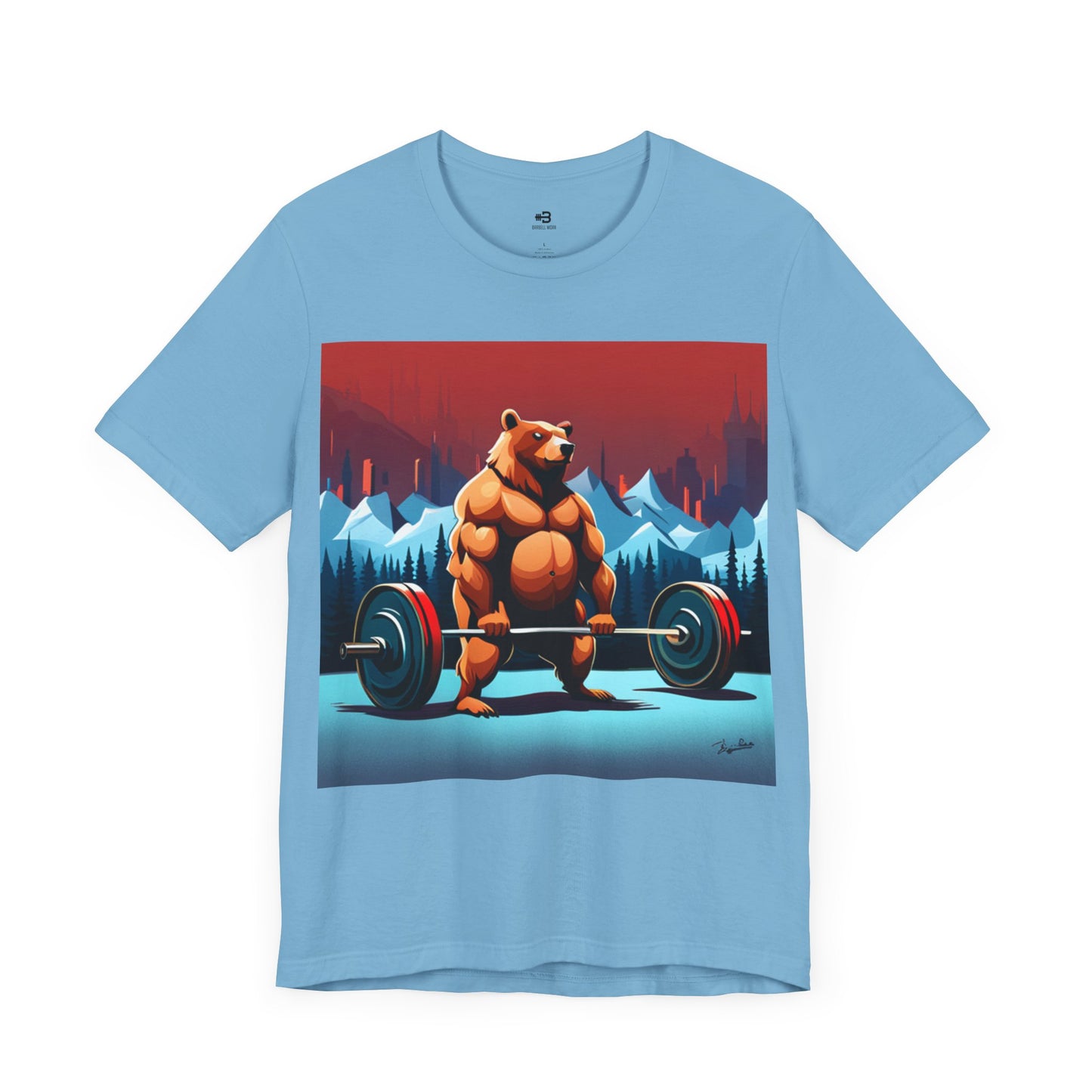 Short Sleeve T-shirt "Barbell Bear Print"