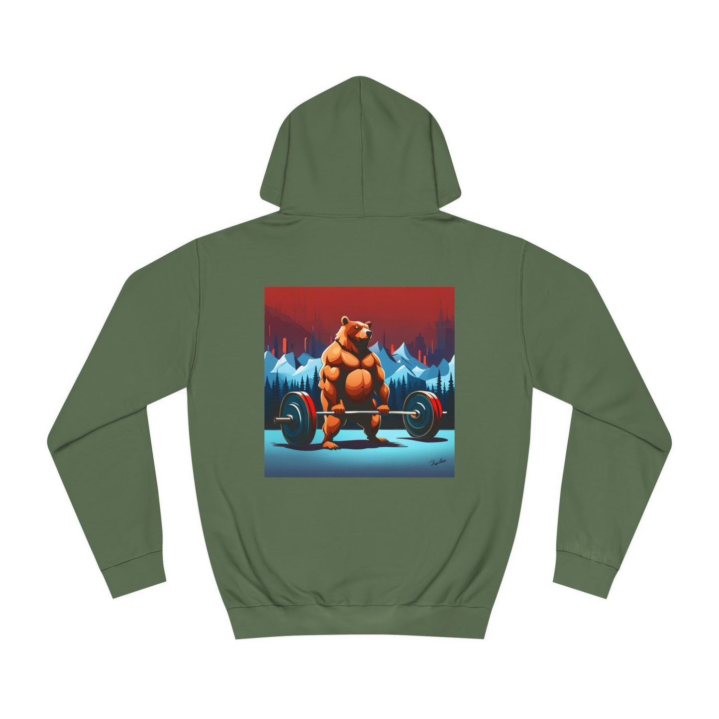 Sports Hoodie "Barbell Bear" Print