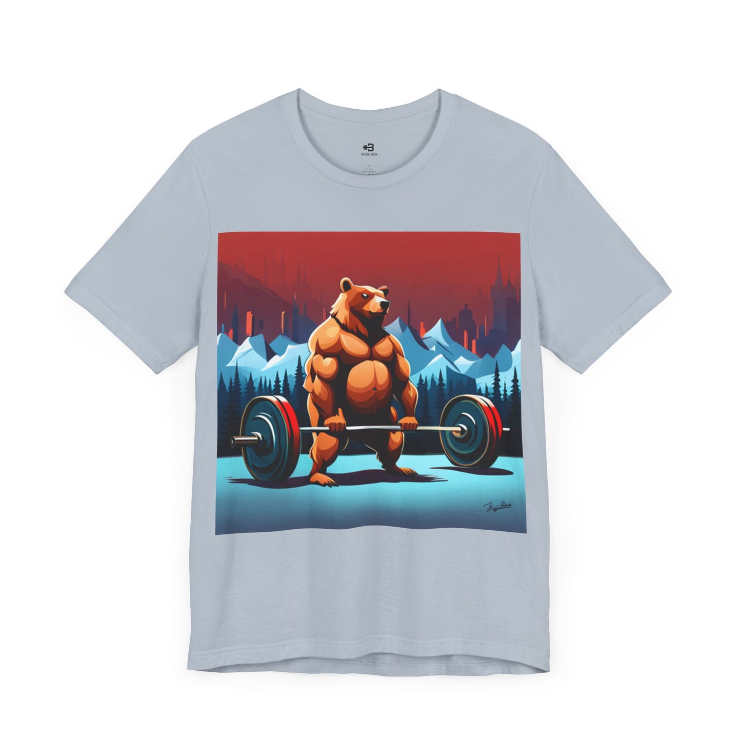 Short Sleeve T-shirt "Barbell Bear Print"