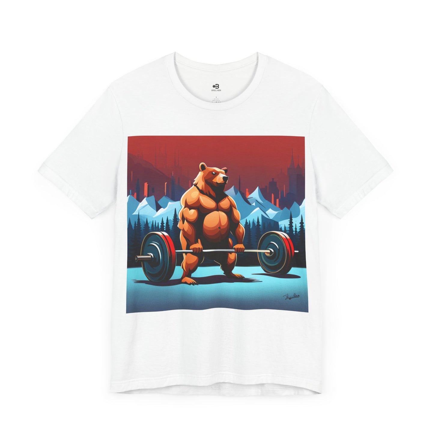 Short Sleeve T-shirt "Barbell Bear Print"