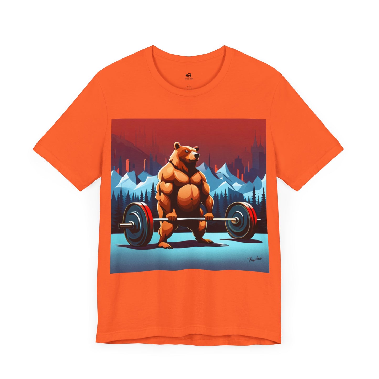 Short Sleeve T-shirt "Barbell Bear Print"