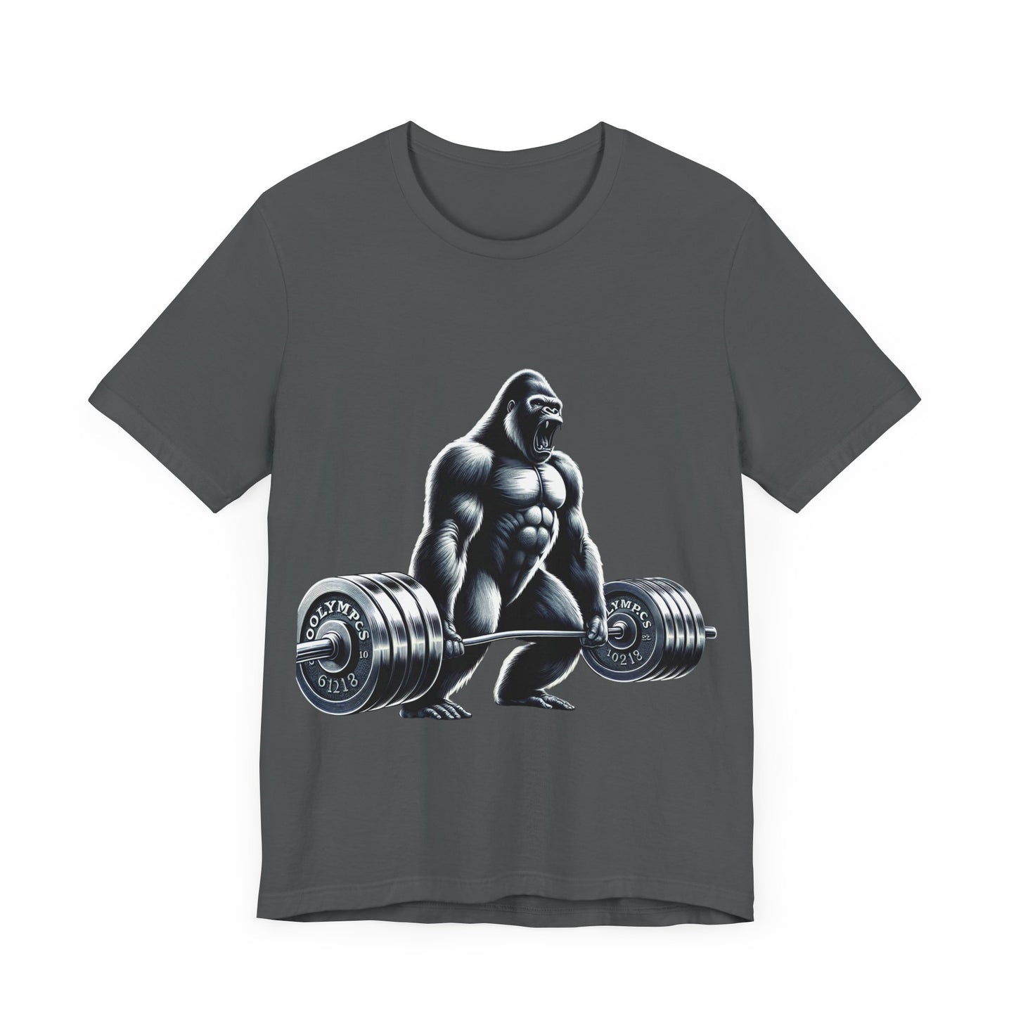 Short Sleeve T-shirt "Barbell Gorilla" Print