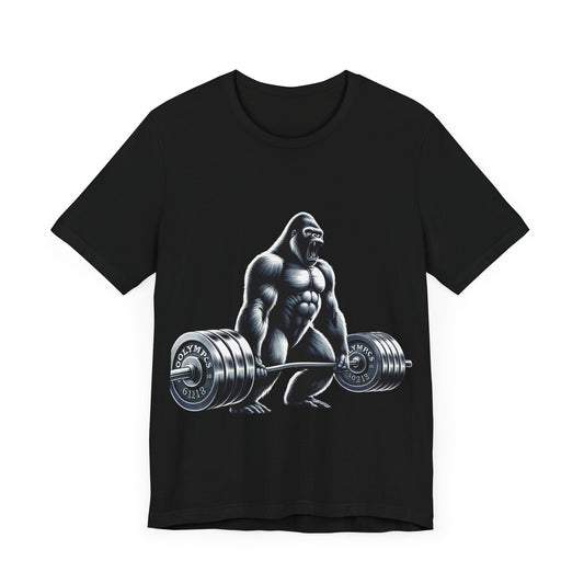 Short Sleeve T-shirt "Barbell Gorilla" Print