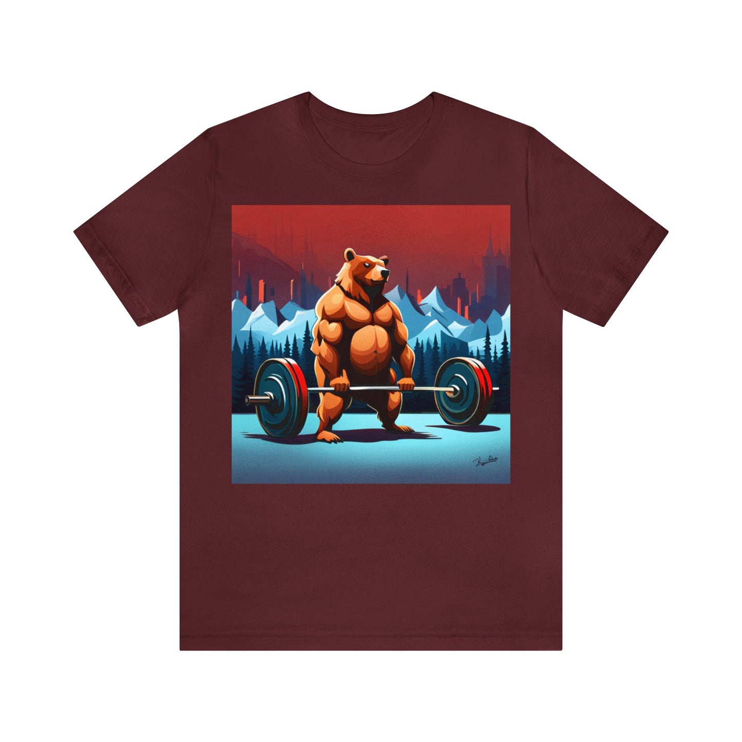 Short Sleeve T-shirt "Barbell Bear" Print