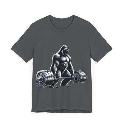 Short Sleeve T-shirt "Barbell Gorilla" Print