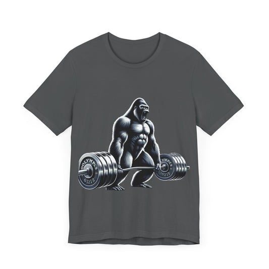 Short Sleeve T-shirt "Barbell Gorilla" Print