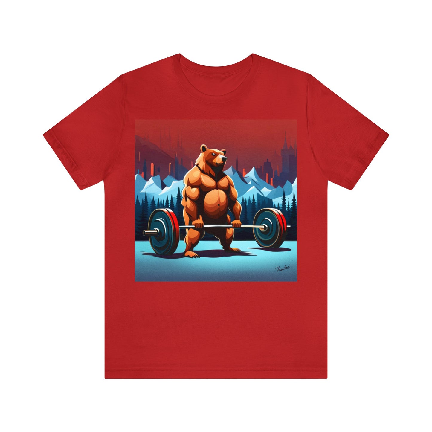 Short Sleeve T-shirt "Barbell Bear" Print